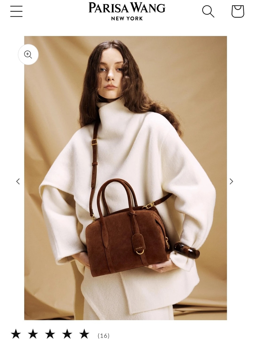 🌟Parisa Wang Gabrielle 27 Brown Suede Bag with strap and dust bag